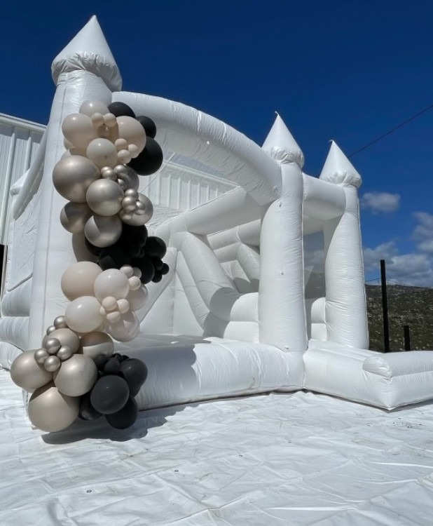 15X15 White Wedding Bounce House with Slide